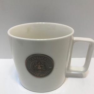 Starbucks Coffe Mug w Metal Medallion Mermaid Logo